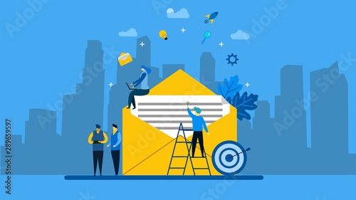 email marketing   message concept with Tiny People Character Concept Vector Illustration  Suitable For web landing page Wallpaper  Background  Card  banner Book Illustration