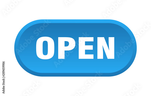 open button. open rounded blue sign. open