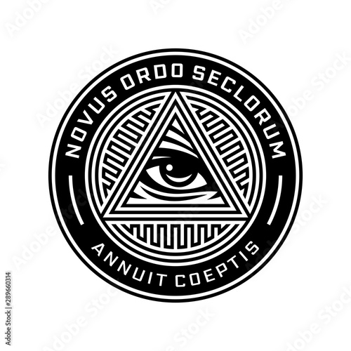 New World Order Symbol with All-Seeing Eye of Providence. Novus Ordo Seclorum