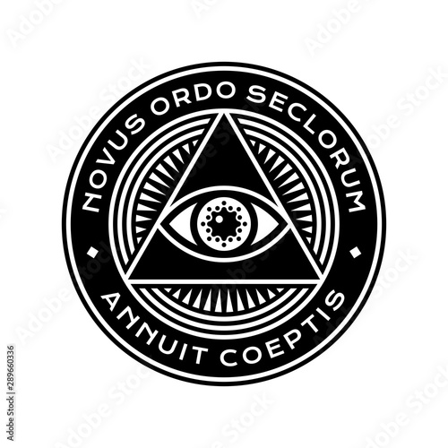 New World Order Symbol with All-Seeing Eye of Providence. Novus Ordo Seclorum