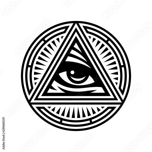New World Order Symbol with All-Seeing Eye of Providence. Novus Ordo Seclorum