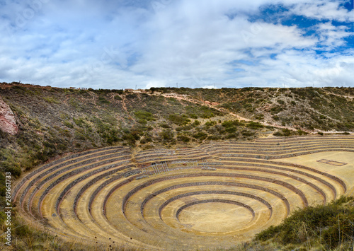 Ancient Inca circular terraces at Moray, Peru.
