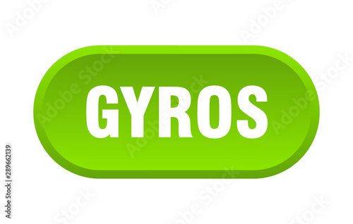 gyros button. gyros rounded green sign. gyros