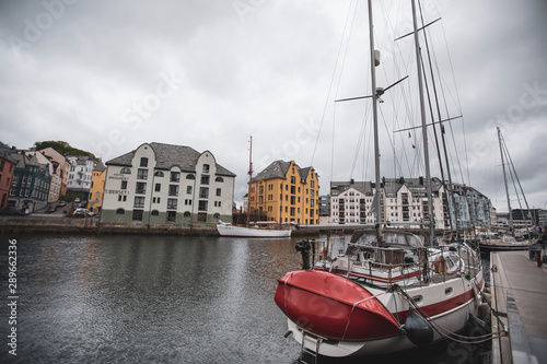 Wall Mural Alesund Norway Alesund is a beautiful port town in Norway spread over a set of i