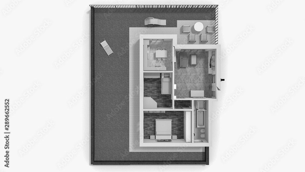Floor plan 3d with the furniture. Modern plan of the house. Floor plan 3d with the furniture. Modern plan of the house.