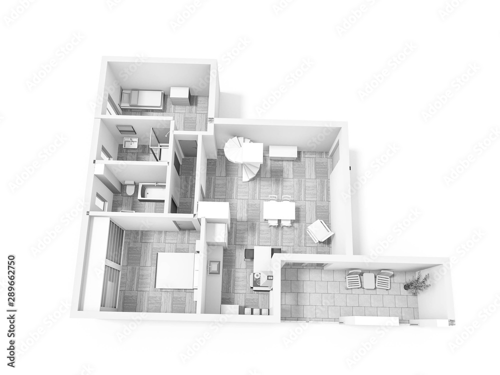 Floor plan 3d with the furniture. Modern plan of the house. Floor plan 3d with the furniture. Modern plan of the house.
