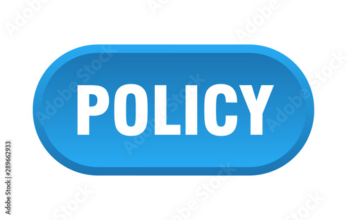 policy button. policy rounded blue sign. policy