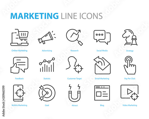 set of marketing icons, seo, analytics, ads, business