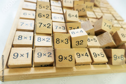 Educational wooden multiplication table