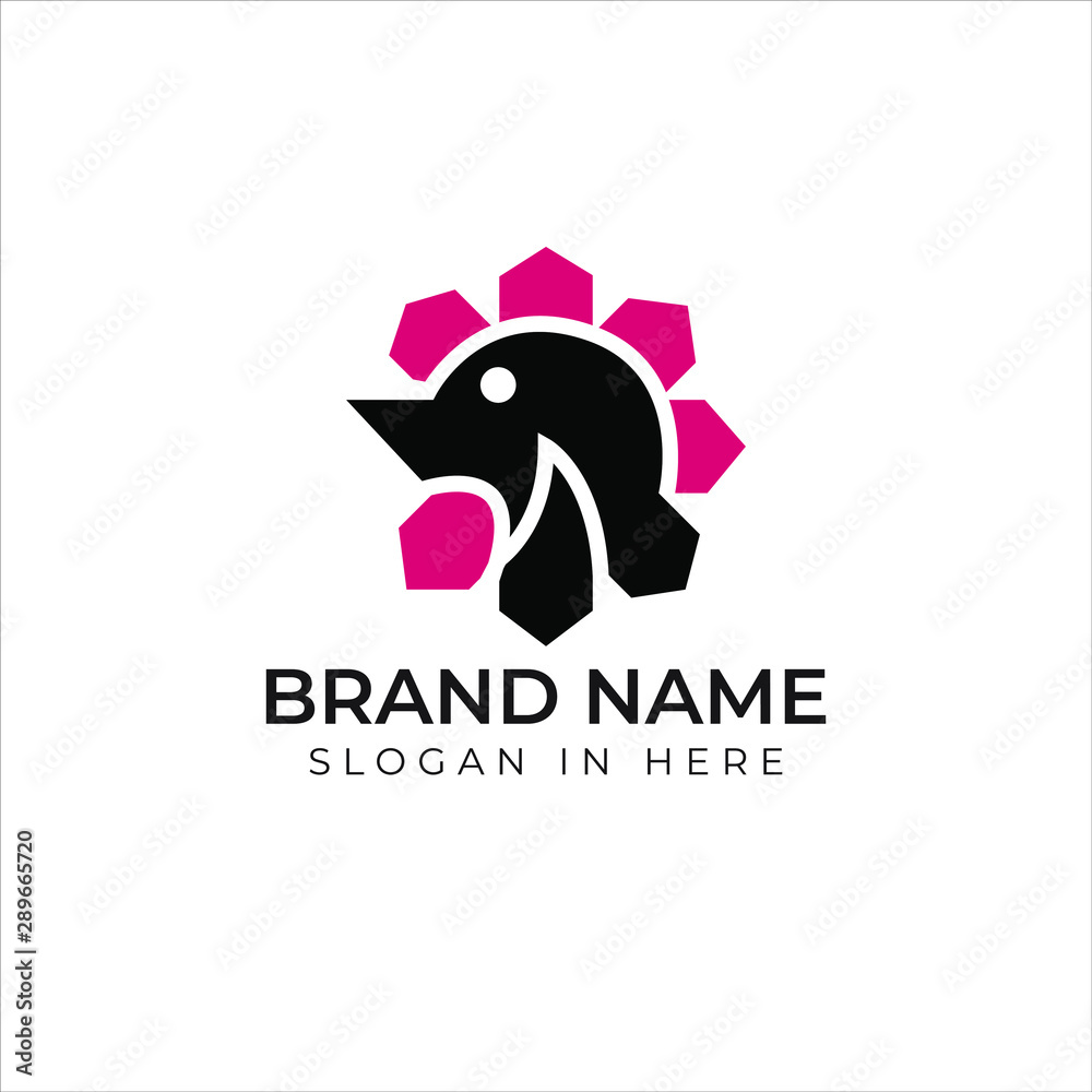 Obraz premium Head of Rooster logo icon illustration