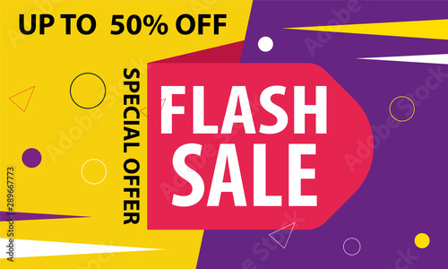Special offer flash sale banner, up to 50% off.
