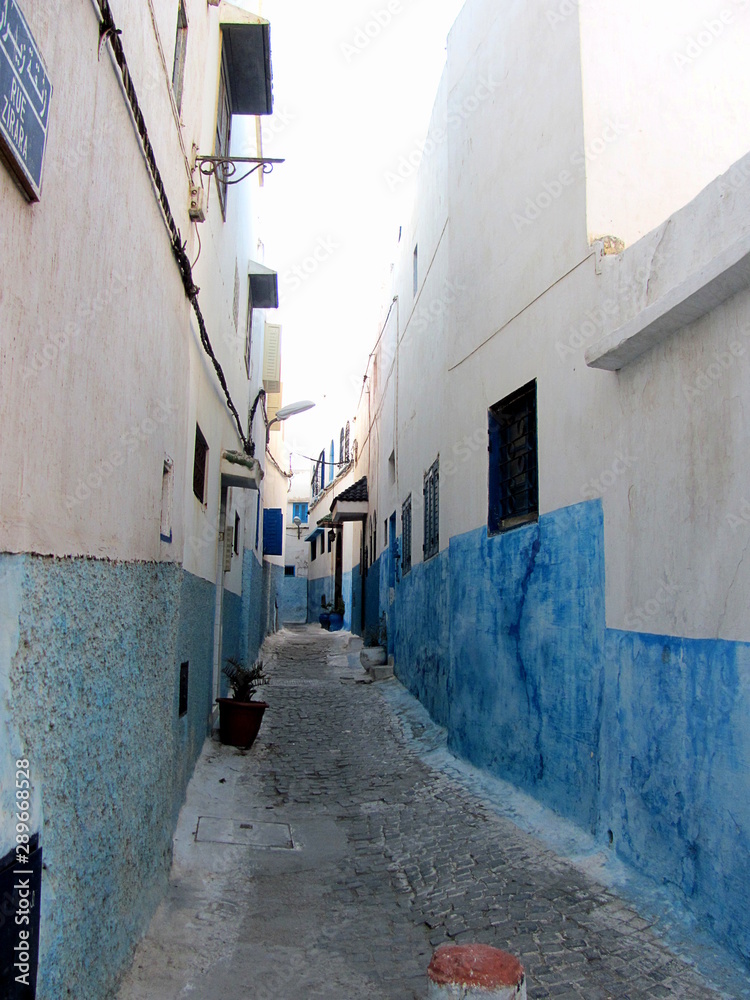 Narrow street in the old town Medina in Rabat, Morocco Narrow street in the old town Medina in Rabat, Morocco