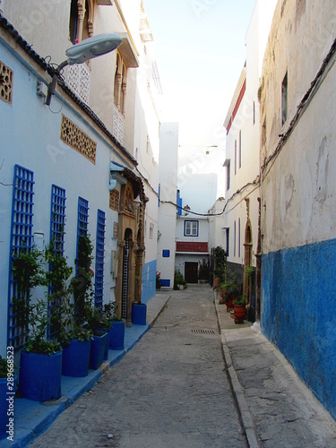 Narrow street in the old town Medina in Rabat, Morocco © Ambasador