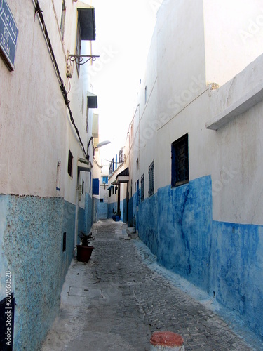Narrow street in the old town Medina in Rabat, Morocco