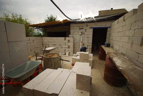construction of foam concrete blocks