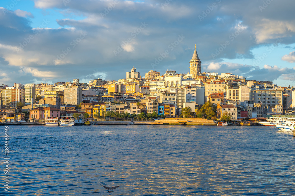 View of Galata Tower and Istanbul skyline in Istanbul, Turkey