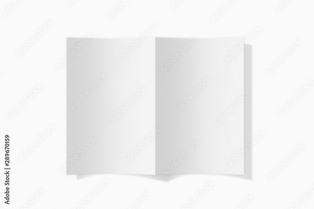 Mockup vertical booklet, brochure, invitation isolated on a white background with soft cover and realistic shadow. 3D rendering.