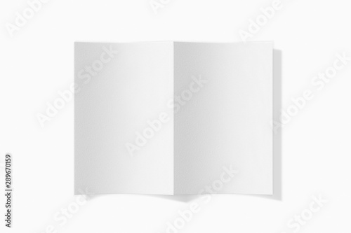 Mockup vertical booklet, brochure, invitation isolated on a white background with soft cover and realistic shadow. 3D rendering. © photolas