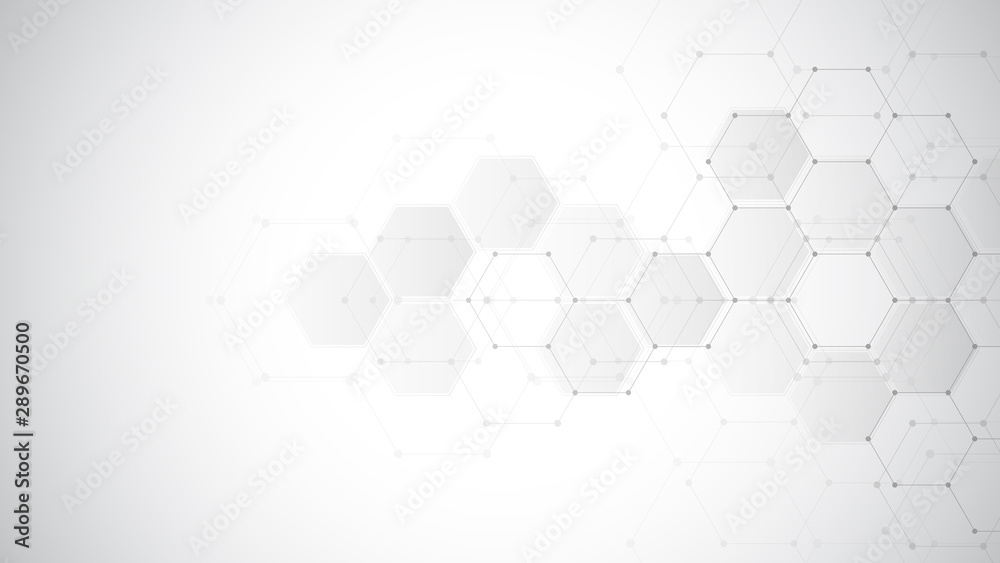 Abstract technology or medical background with hexagons shape pattern ...