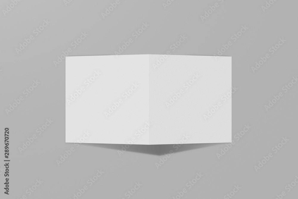 Mockup square booklet, brochure, invitation isolated on a grey background with hard cover and realistic shadow. 3D rendering.