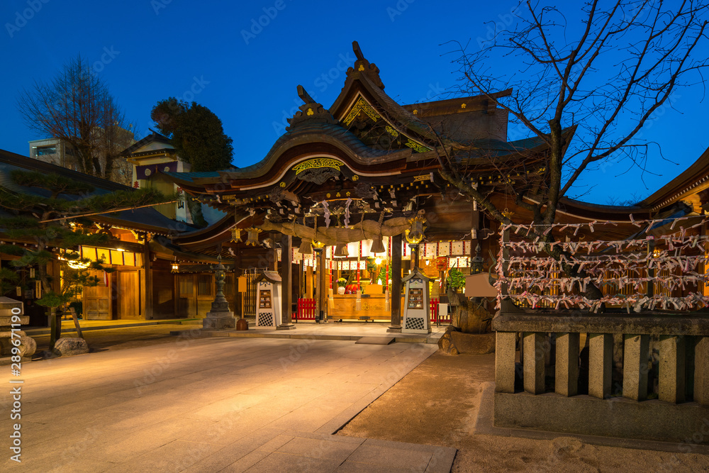 Kushida Shrine at night in Hakata, Fukuoka japan