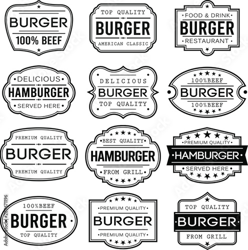 Best Burger Fast Food Stamp. Frames. Grunge Design. Icon Art Vector. Old Style Frames.