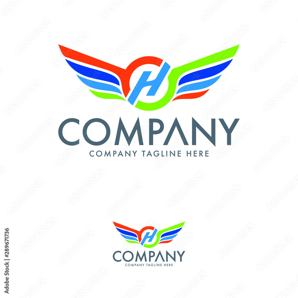 Letter H Wing Logo Template Letter H Wing Logo Template