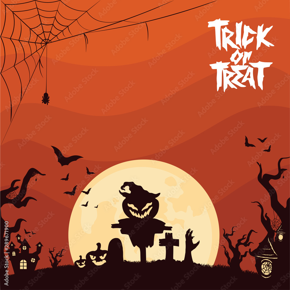 Halloween Background with scary Pumpkin Vector