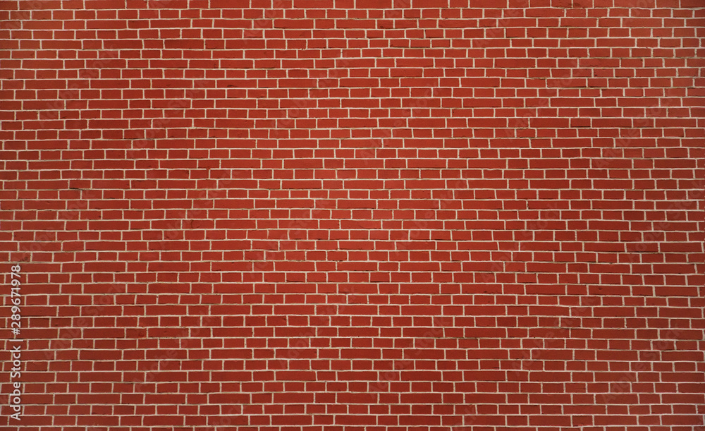 Brick red wall, wide panorama of masonry texture Brick red wall, wide panorama of masonry texture