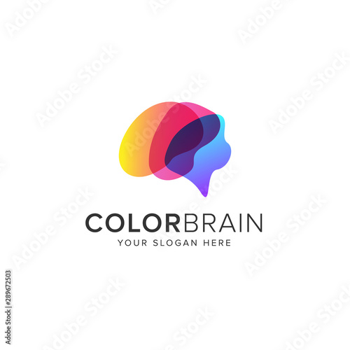Color brain logo vector icon