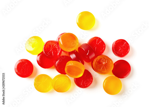 Colorful fruit hard candy isolated photo