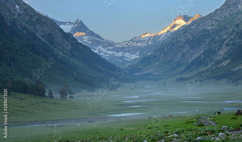 Dawn in mountains