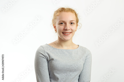 portrait happy young woman isolated