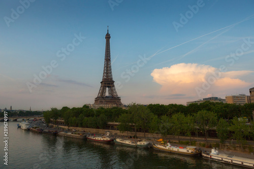 Eiffel Tower, a wrought-iron lattice tower on the Champ de Mars in Paris, France.