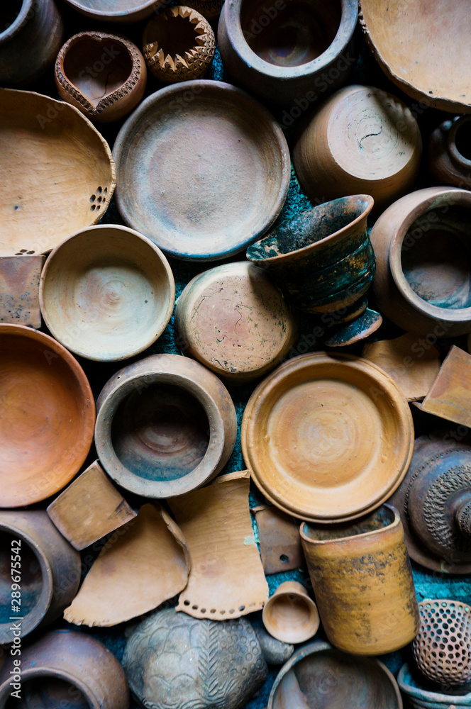Pots clay background from Koh Kret, Thailand Pots clay background from Koh Kret, Thailand
