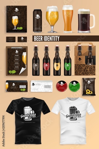 Beer Drink Identity Brand Mockup Set Vector.