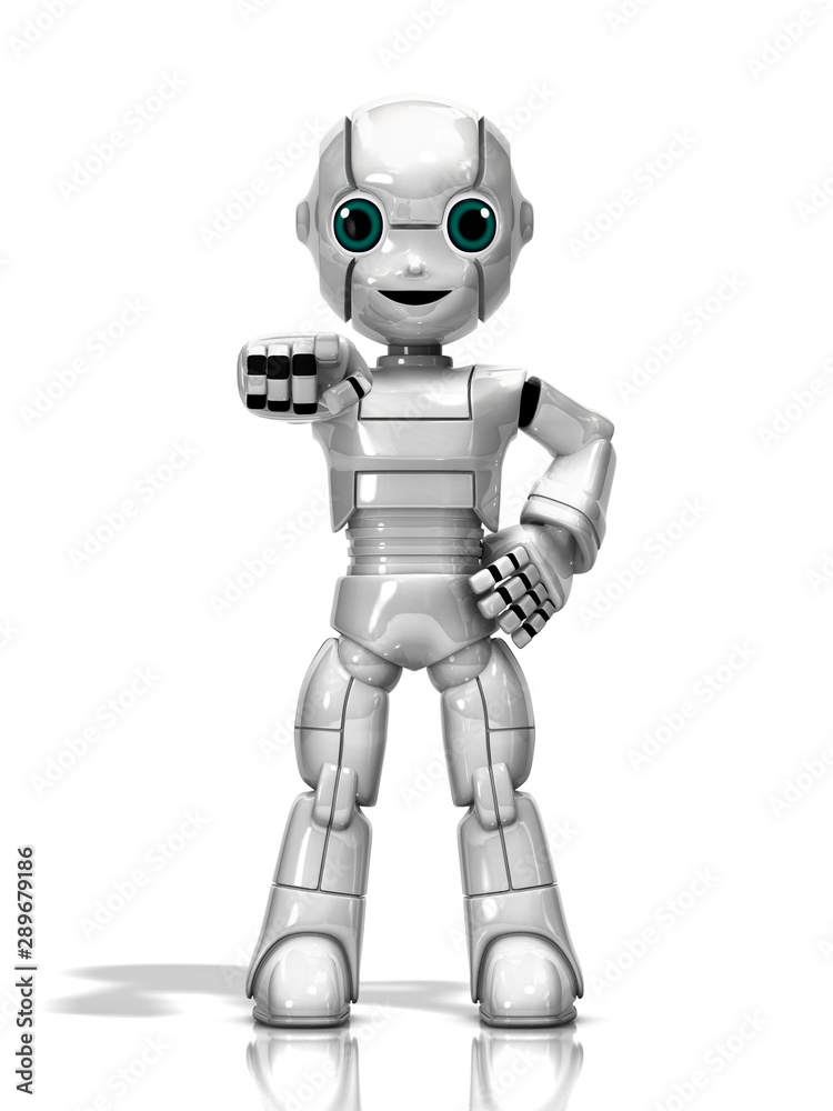 Robot pointing straight with 3d rendering Robot pointing straight with 3d rendering