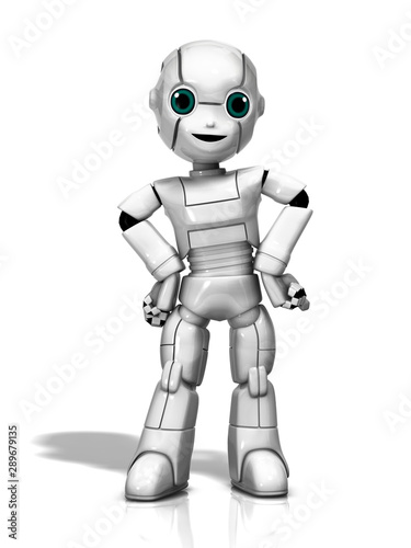 Posing robot in 3d rendering
