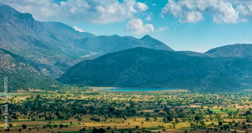 Plateau Lassithi, Crete, Greece, panoramic view, time lapse