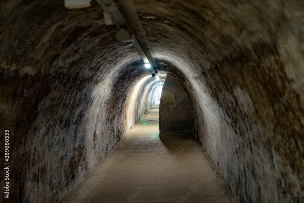 Naklejka premium Abandoned tunnel, 2 world war, architecture, minimalism