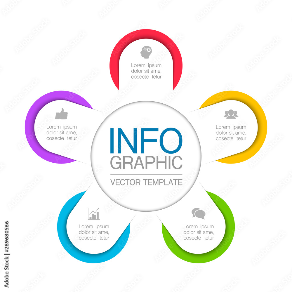 Vector iInfographic template for business, presentations, web design, 5 options. Vector iInfographic template for business, presentations, web design, 5 options.