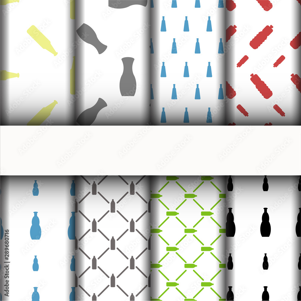 patterns and texture, bottle icons set.