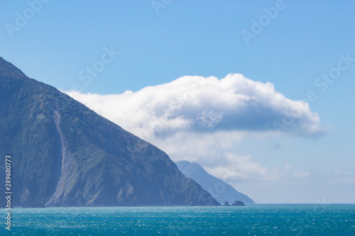 view from Interislander ferry connecting North and South island of New Zealand