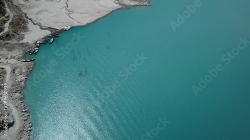 Aerial view of Ata Abad Lake, Hunza, Pakistan