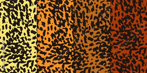 Seamless vector pattern set. Leopard animal print in different shades  dark and bright.