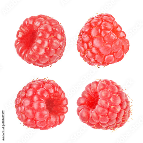 Red raspberry isolated on white background