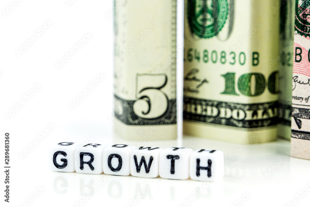 closeup of american dollars in the shape of blocks in all denominations, growth concept closeup of american dollars in the shape of blocks in all denominations, growth concept
