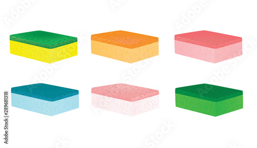 Colorful kitchen sponge set. vector illustration