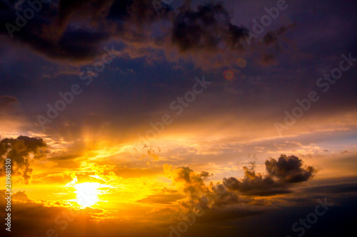 Dark sky with clouds at sunset © Roman_23203