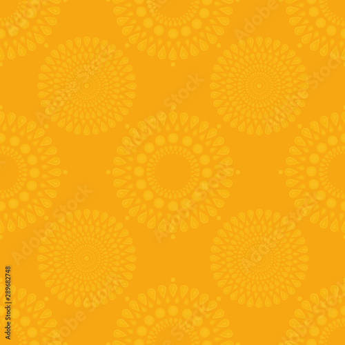 Seamless background with oriental patterns on a yellow background. Vector illustration